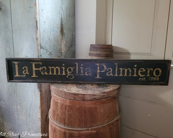 Early looking La Famiglia PERSONALIZED Wooden Sign Italian Saying Custom Personalized Rustic