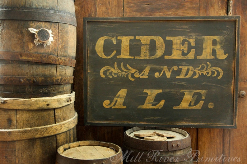 Reproduction Antique CIDER and ALE Wood Sign Custom Personalized Rustic image 1