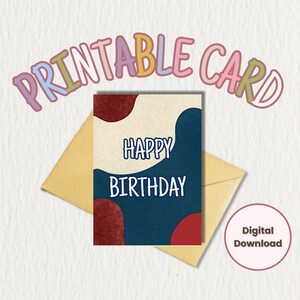 CARTÃO PARA IMPRIMIR “Feliz Aniversário, Dia da Independência, Cartão de Aniversário de 4 de Julho”
