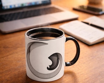 Black Serpent Coffee Mug | Gothic Art Ceramic Mug | Dark Mythology Gift | Unique Gift for Him | Occult Mug 11oz