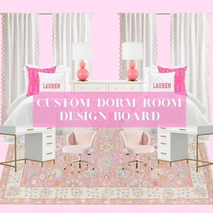 Tablero de diseño de dormitorio personalizado / Tablero de estado de ánimo de dormitorio / Tablero de diseño con lista de fuentes de artículos / Decorador de interiores