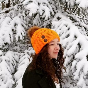 Neon Orange Hat, Blaze Orange Hat, Hunting Hat, Knitted Hat, Crochet Hat, Women&#39;s Hat, Adult or Child, Cute Hunting hat, Hunters Orange