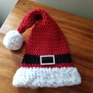 Santa Hat with Belt, red and black Santa hat, Adult Santa hat, Crochet Santa hat, Perfect for Christmas Pictures, Men or women&#39;s Santa Hat