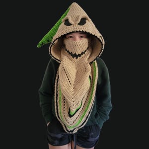 Pattern Only! Hooded scarf that can be any character you want, Oogie Boogie, Jack Skellington, Grinch, Bumble Bee, or just a hooded scarf