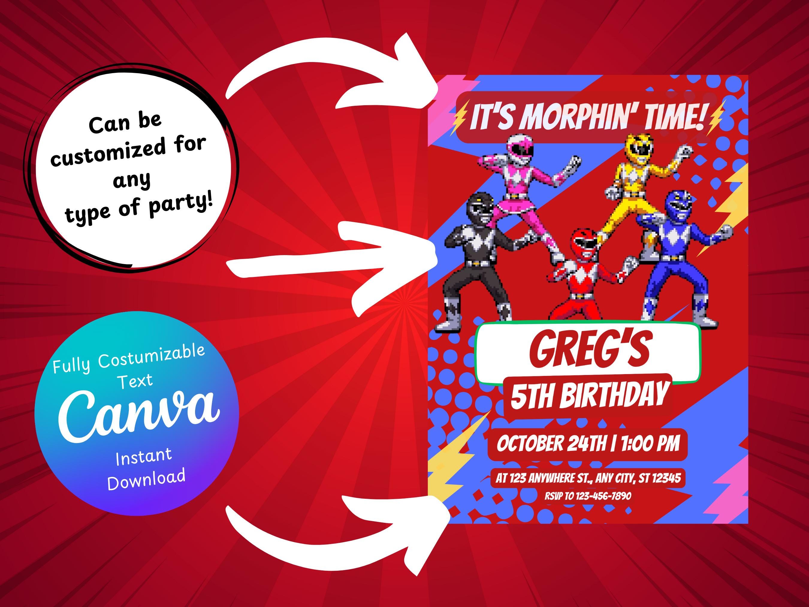Editable Power Rangers Birthday Invitation (digital Download) - Etsy