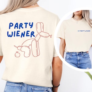 Le Party Wiener Unisex T-Shirt, Dackel Liebhaber Geschenk, Perfekt für Hunde-Enthusiasten, Doxie Mom Geschenk, spielerisches und lustiges T-Shirt für Hundeliebhaber.