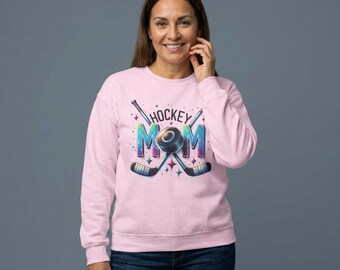 Hockey Mom Sweatshirt | Retro Neon Hockey Mom Shirt | Ice Hockey Mama Pullover | Hockey Game Day Outfit | Hockey Parent Gift