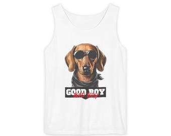 Dachshund Dog Lovers Garment Dyed Tank Top, Perfect for Summer, Beach Days, Pet Owners, Gift for Dog Lovers, Fathers Day