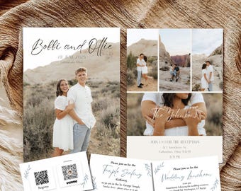 Modern Minimalist Wedding Invitation Template with Photo (Digital Download)