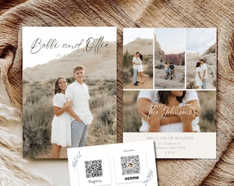 Wedding Invitation and Registry Card Template with Photo, Minimalist Wedding Invite Download, Minimalist Wedding Invite, Modern Invitation