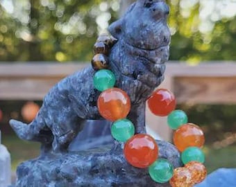 Elastisches Perlenarmband | Kürbis Aufnäher