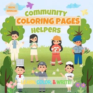 17 pages Community Helpers Coloring Pages for Kids | Jobs, Career Day| Coloring Book | Occupation, Nurse, Doctor, Chef | PDF Download