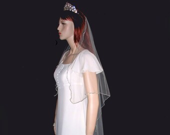 Angel Veil Waltz Length With Rhinestone Edging Also Called An Angel Waterfall Veil Or Angel Cascading Veil Available in Multiple Colors