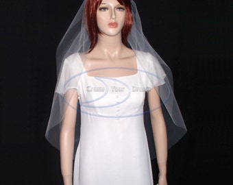 Cut edge veil Petite Fingertip Veil 36"  available in White, Diamond white, Light Ivory, Ivory, and Champagne