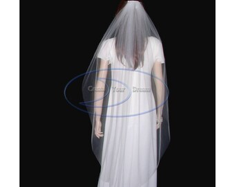 Simple Cut edge veil waltz length 52"  available in White, Diamond white, Light Ivory, Ivory, and Champagne