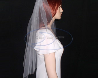 Simple Cut Edge Veil Elbow Length 30"  Available in White, Diamond White, Light Ivory, Ivory, and Champagne