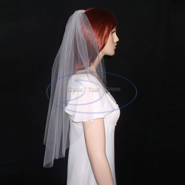 Simple Cut Edge Veil Elbow Length 30"  Available in White, Diamond White, Light Ivory, Ivory, and Champagne