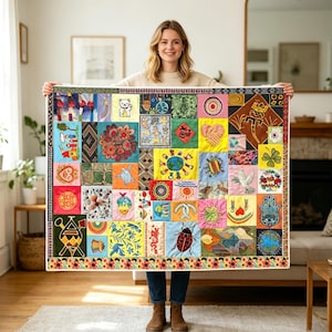 Je vous salue Marie, couette en patchwork de terre aux couleurs vives, couverture en flanelle civilisation humaine, jeté porte-bonheur pour cadeaux et décoration d'intérieur, couverture Graces bien-aimée