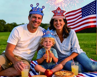 6 STÜCKE Patriotische Papierkronen, 4. Juli verstellbare Party-Stirnbänder, Unabhängigkeits-Gedenktag, amerikanische Themenfeiern für Kinder Erwachsene