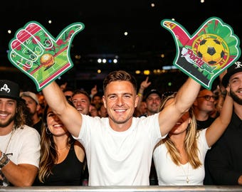 Fußballfan-Schaumstoff-Daumen hoch-Handschuhe, kundenspezifische Landesflaggen-Design jubelnde Hand für Fußballspiele, Stadionveranstaltungen und Sportfeiern