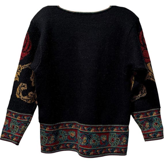 Anne Pinkerton Vintage Boho Floral Tapestry Knit Sweater Art-to-Wear Treasure View 4