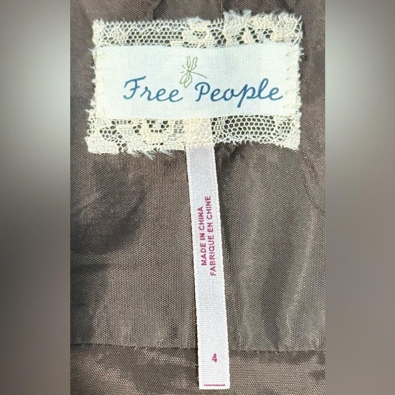 Vintage Free People 100% Seide Whimsigoth Coquette Rock Tüll Applikation SELTEN Gr. 4 Bild 4