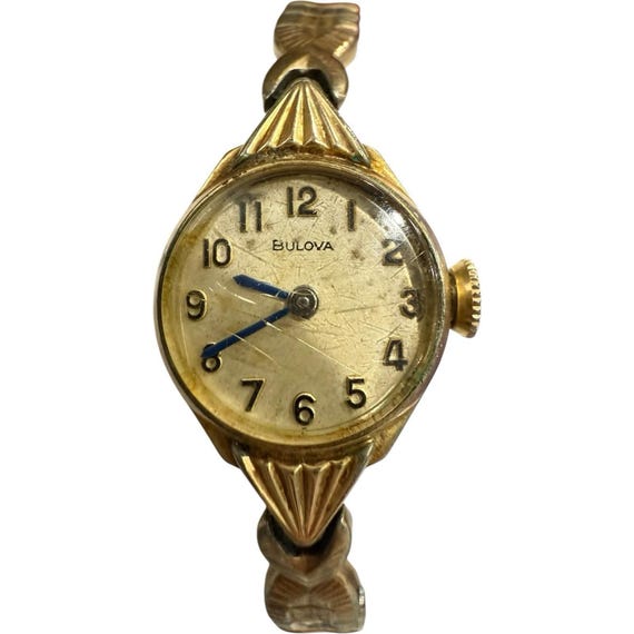Bulova 10k Watch With Flower Dainty 1959 10k RGP Bulova Cocktail