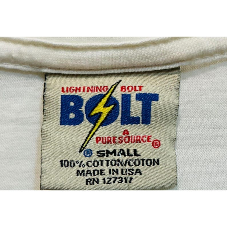 Lightning Bolt Dead stock Vintage Surf Tee Shirt Cream Original Tags USA S image 3