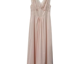 Camicia da notte in chiffon ricamato anni '50 di Vanity Fair, abito sottoveste rosa trasparente, taglia M, raro, vintage