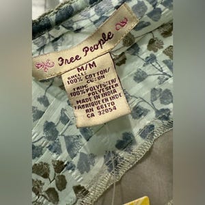 Free People Deadstock VTG Dragonfly Pleated Floral Trim Flutter Sleeve M New image 4