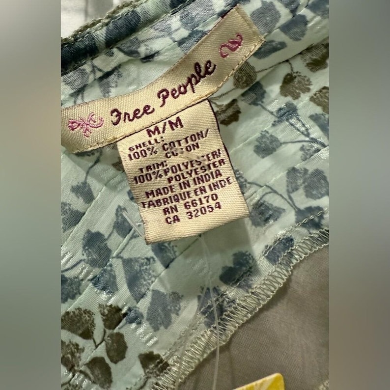 Free People Deadstock VTG Dragonfly Pleated Floral Trim Flutter Sleeve M New image 4