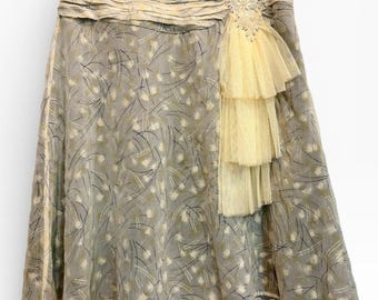 Falda vintage de coqueta Whimsigoth de Free People, 100 % seda, con apliques de tul, talla 4