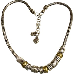 Brighton zweifarbige Kragen-Halskette Silber Gold Perlen w / Herz Anhänger 16 " Bild 1