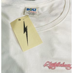 Lightning Bolt Dead stock Vintage Surf Tee Shirt Cream Original Tags USA S image 4