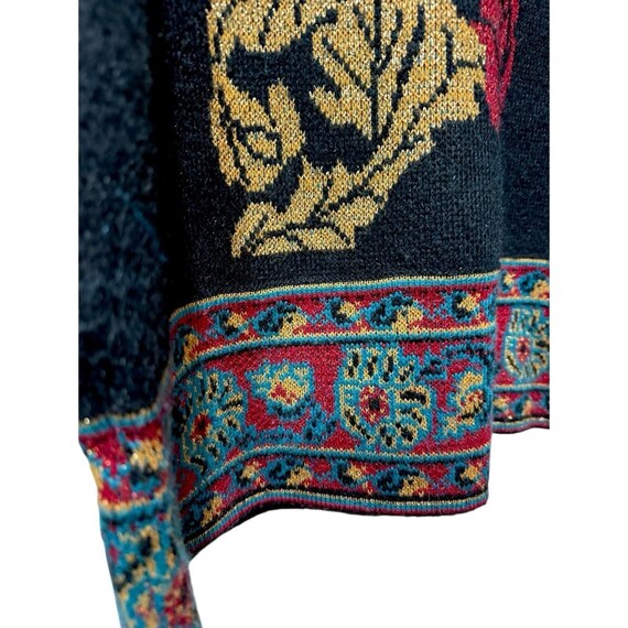 Anne Pinkerton Vintage Boho Floral Tapestry Knit Sweater Art-to-Wear Treasure View 3