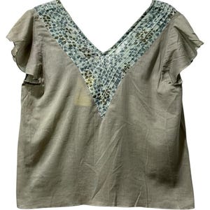 Free People Deadstock VTG Dragonfly Pleated Floral Trim Flutter Sleeve M New image 3