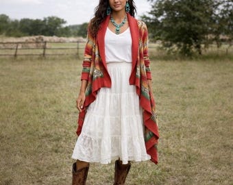 Cardigan/scialle stile boho chic Ralph Lauren Southwestern Aztec Drape, taglia M/L