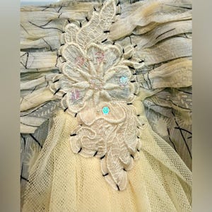 Vintage Free People 100% Seide Whimsigoth Coquette Rock Tüll Applikation SELTEN Gr. 4 Bild 3