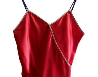 Victoria's Secret GOLD Label Vintage Camisole Red Silky Tank Lingerie Y2K 90s L