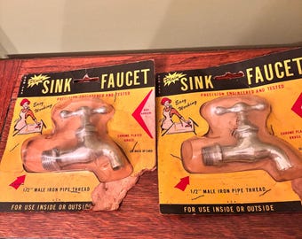 Vintage Chrome Plated Brass Sink Faucet NOS 1/2” Male