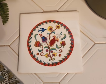 Vintage Floral Tile Trivet