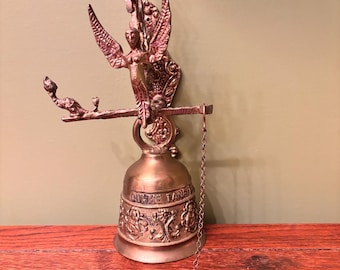 Vintage Monastery Brass Bell, Wall Hanging Door Bell, Front Porch Decor,  Vintage Ornate Angel