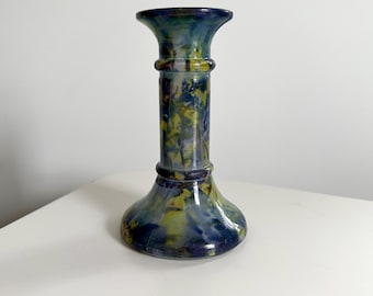 Vintage Hand-Painted Glass Candlestick – 5" Tall, 3" Base