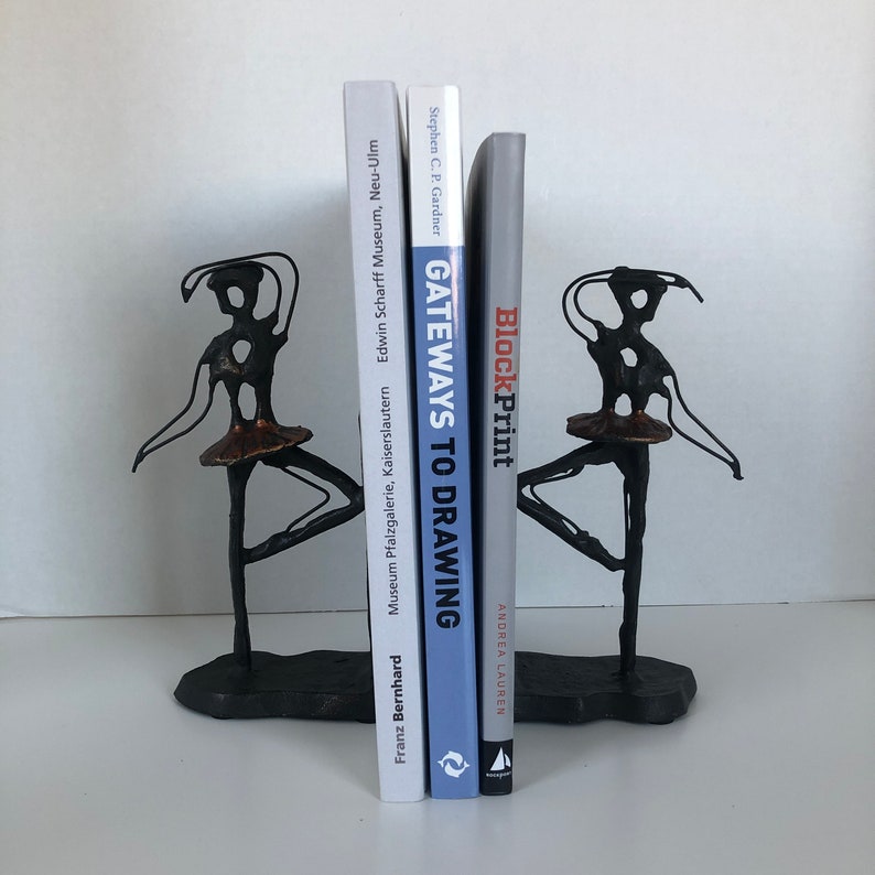 Cast Iron Bookends | Ballet Dancers in Passe Position | Tutu with shops Copper Patina