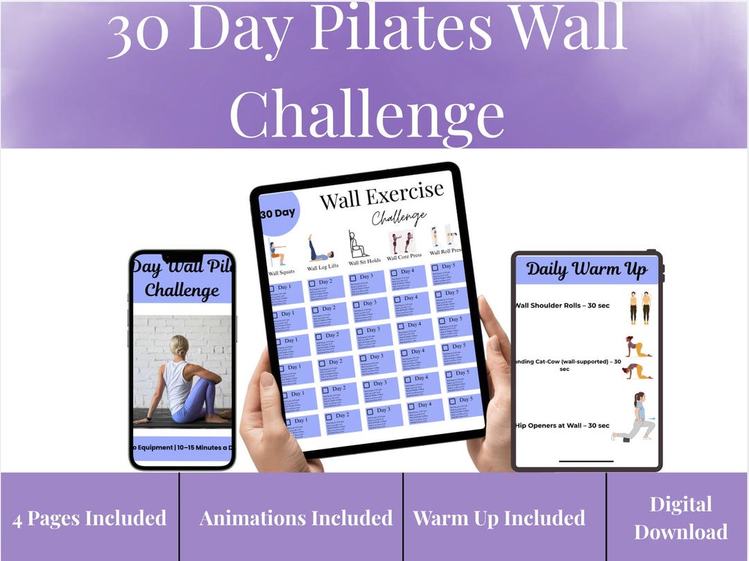 30 Day Wall Pilates Challenge Printable | Beginner Low Impact Workout ...