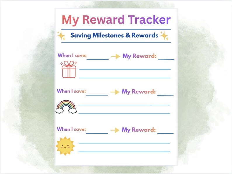 Writing Rewards Kids Savings Challenge Printable, Editable Canva Template, Goal ...