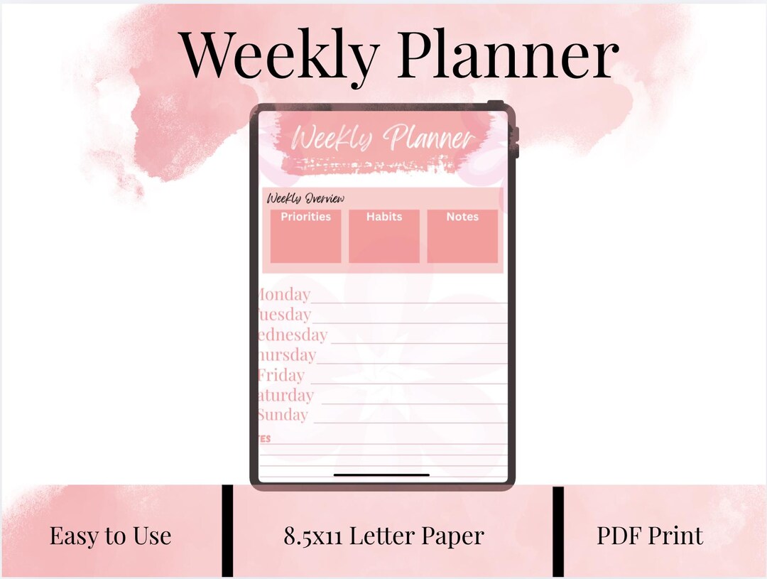 Weekly Planner Template – Printable & Editable PDF - Etsy