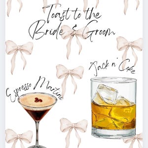 Signature Getränkekarte Digitaler Download | Hochzeit Getränkekarte | Espresso Martini | Whisky | Aufnahme-Menü | Happy Hour Menü