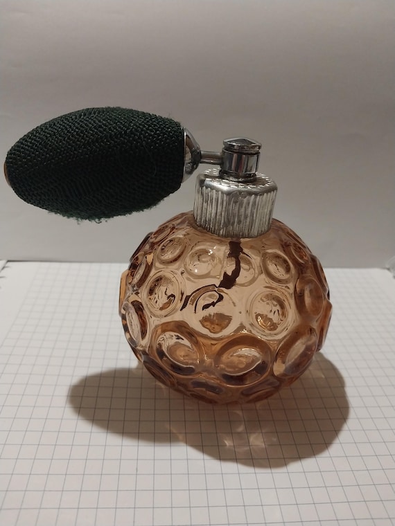 Vintage Light Orange Perfume Bottle With Bulb Sprayer