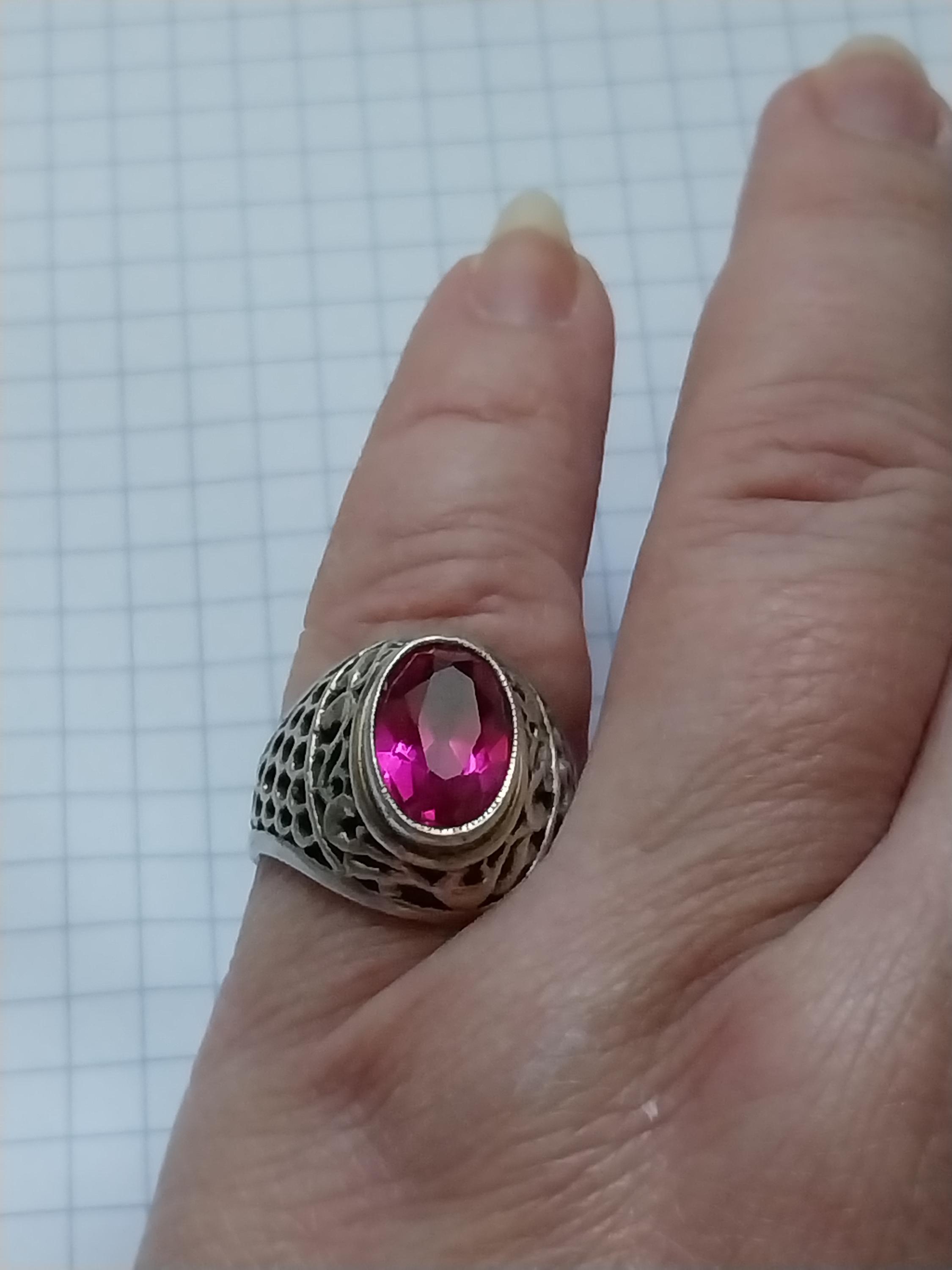 Bague Vintage Corindon Argent 875 – URSS Ancienne – Bijou De Mode